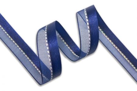 Wstążka półprzezroczysta i satynowa z przeszyciami - Wstążka półprzezroczysta i satynowa z przeszyciami